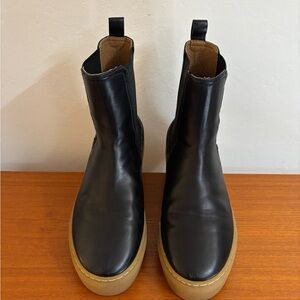 Monoprix Paris Black Leather Ankle Bootie Size 39